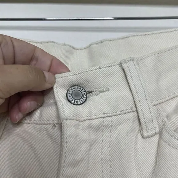 Brandy Melville Jeans Galt Small 26 Flared Cream Bootcut 100% Cotton Denim NEW - Picture 4 of 14